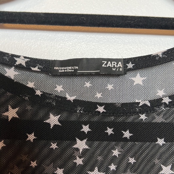 ZARA sheer star print long sleeved top size S - Picture 2 of 5